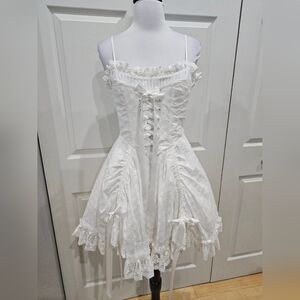 Dolls Kill Sugar Thrillz Dreamy Meadow White Corset Lace Up Dress SAMPLE S